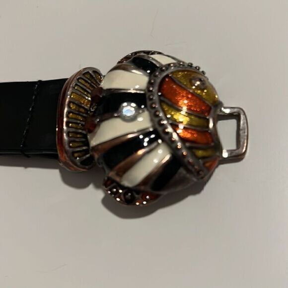 Chico’s Adjustable Leather Enameled Fish Leather Belt Size S/M - Picture 8 of 11